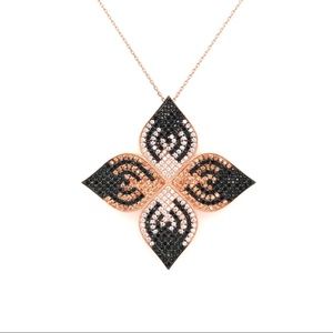 Rose Gold Black and White Swarovski Necklace 925